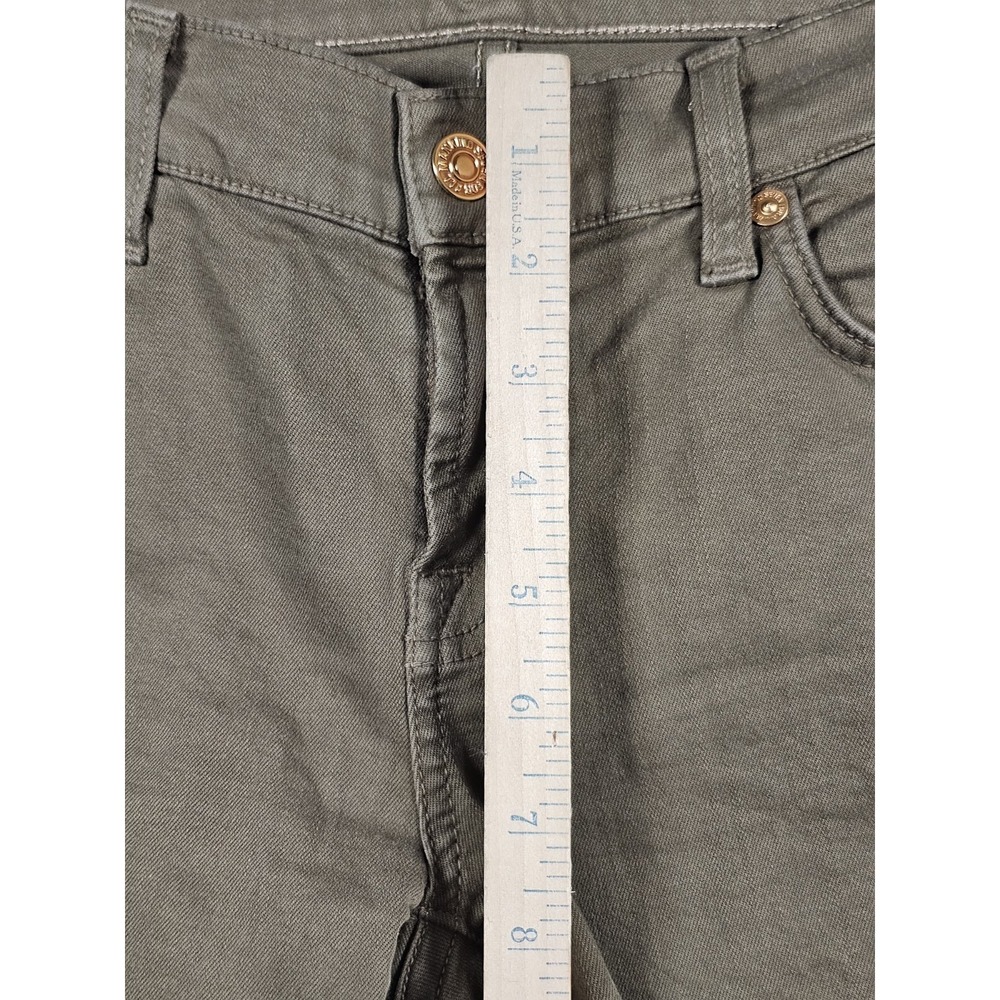 7 For All Mankind The Skinny Jeans Womens 26 Olive Green Stretch USA - Picture 9 of 10